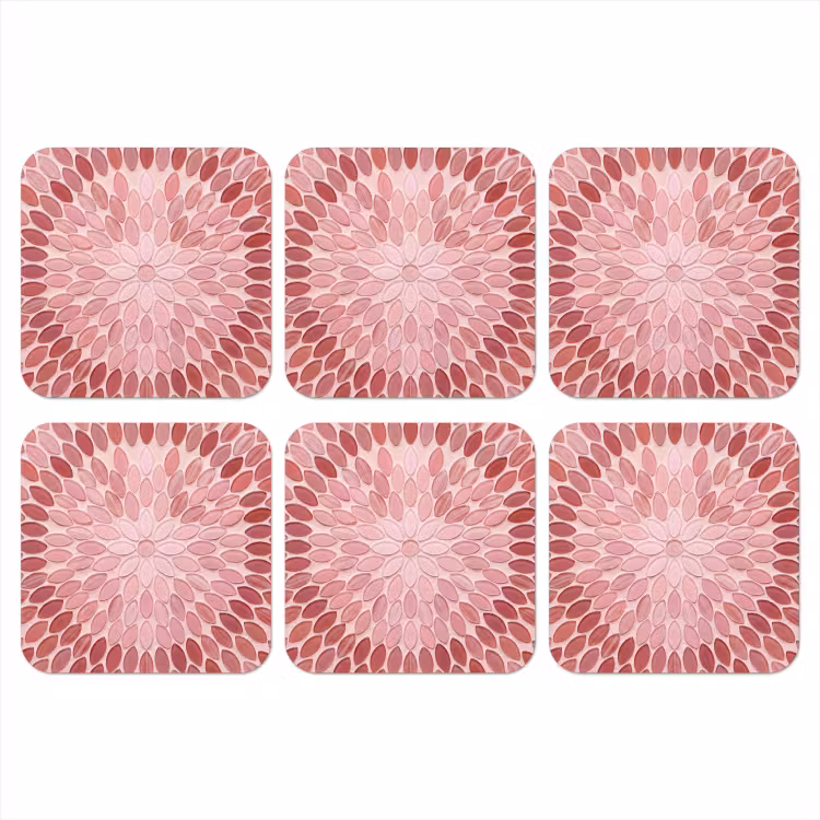 Onderzetter - Patroon - Mozaïek - Ovaal - Abstract - Roze — 1