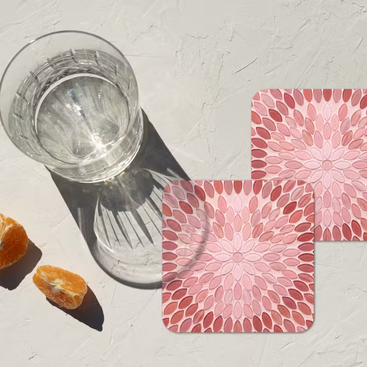 Onderzetter - Patroon - Mozaïek - Ovaal - Abstract - Roze — 3