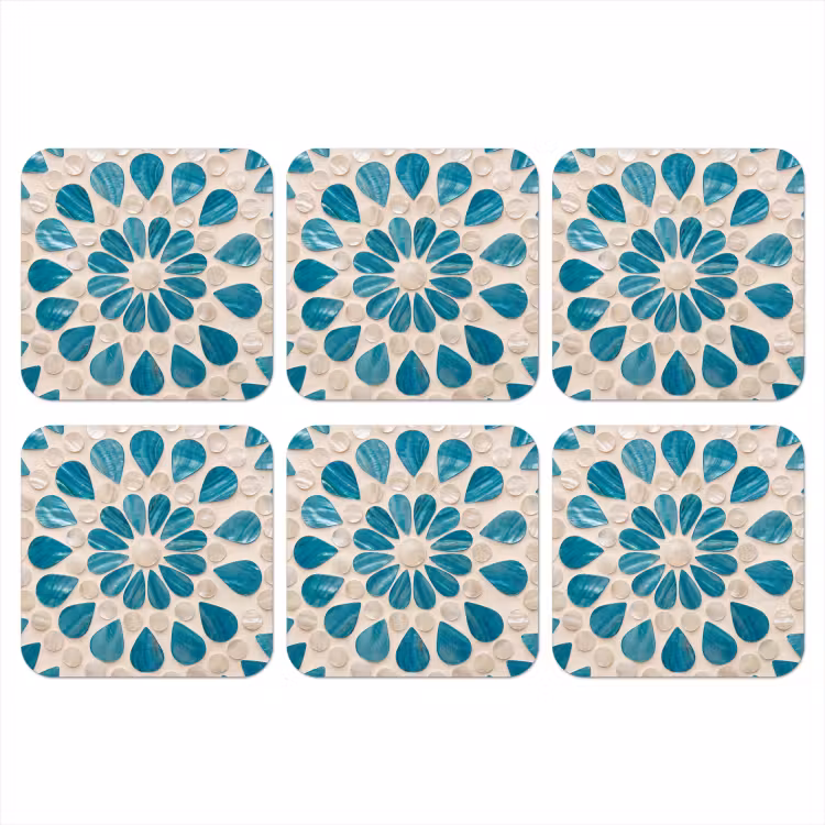 Onderzetter - Patroon - Mozaïek - Schelpen - Abstract - Turquoise — 1