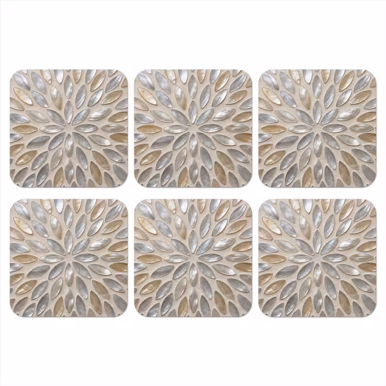 Onderzetter - Patroon - Ovaal - Glanzend - Abstract - Beige — 1