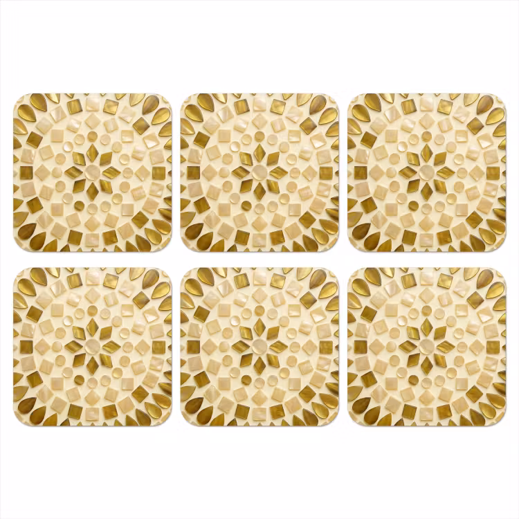 Onderzetter - Patroon - Vormen - Mozaïek - Abstract - Goud — 1