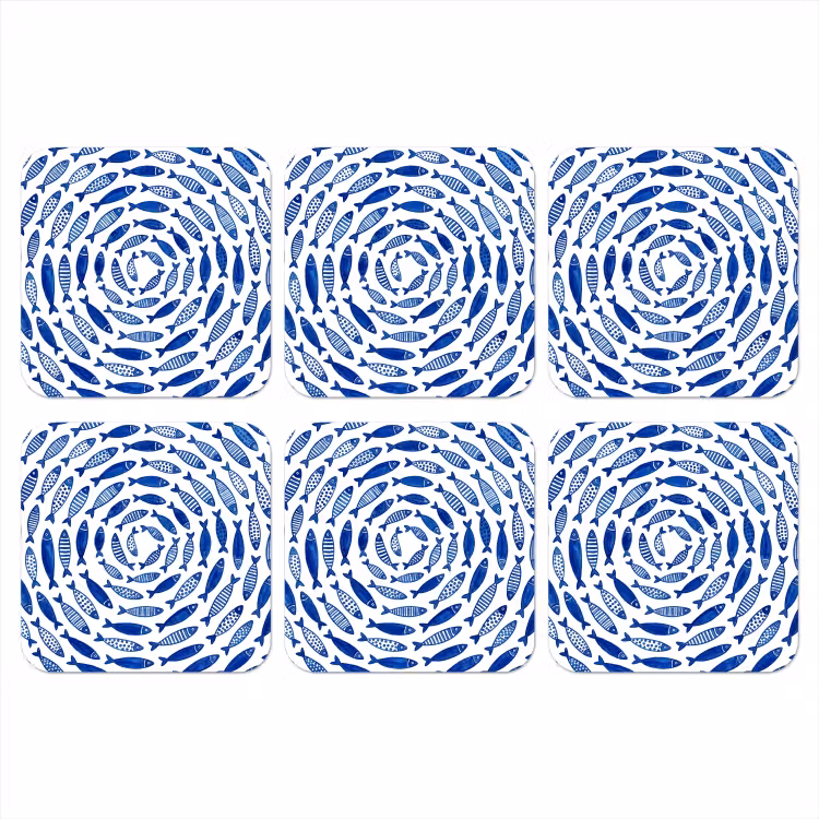 Onderzetter - Vis - Patroon - Onderwater - Abstract - Blauw — 1
