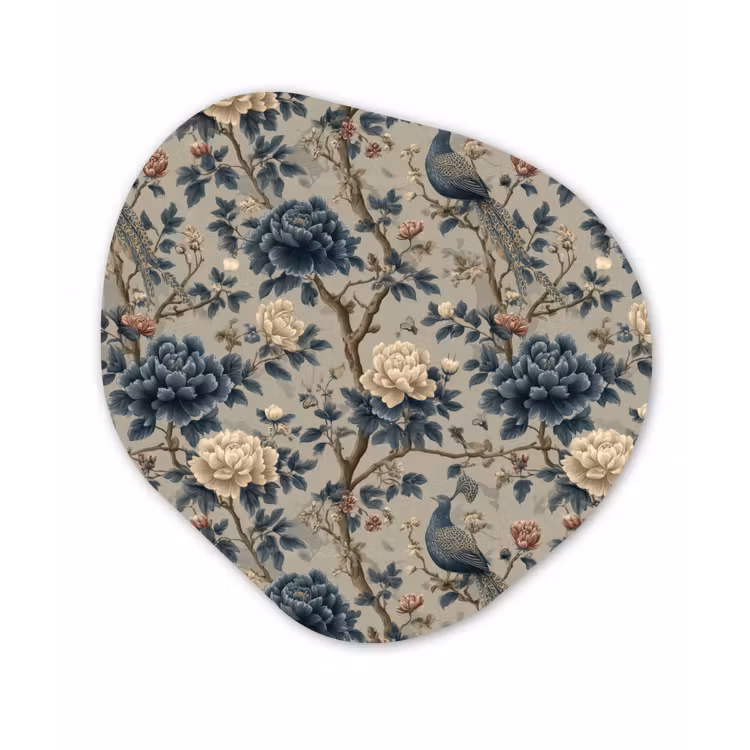 Organisch schilderij - Forex - Pauw - Bloemen - Blauw — 1