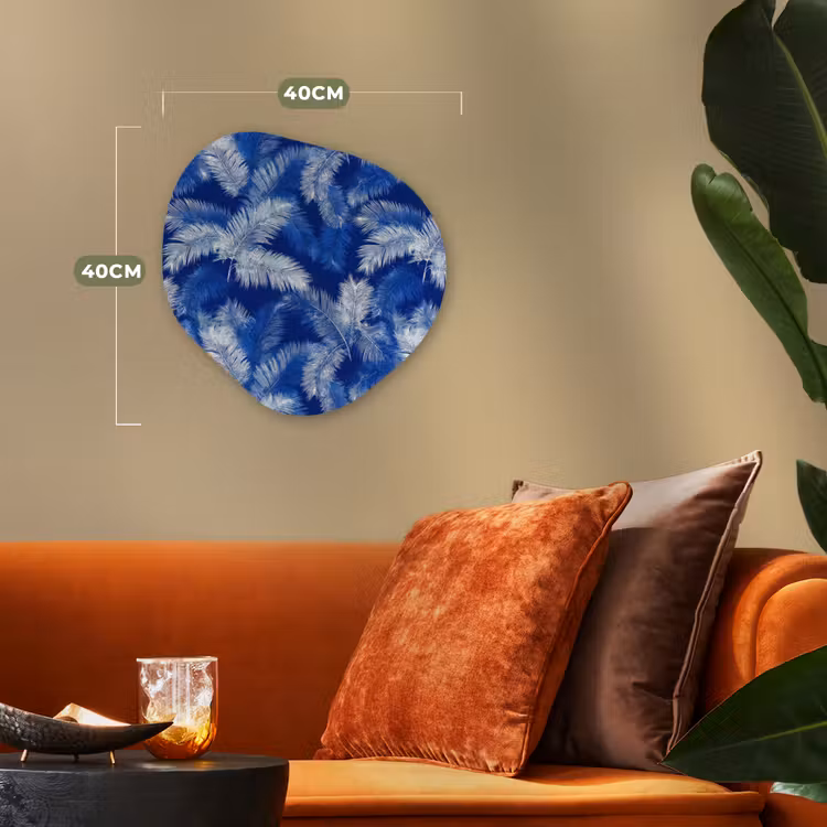 Organisch schilderij - Forex - Palmblad - Patroon - Blauw — 4