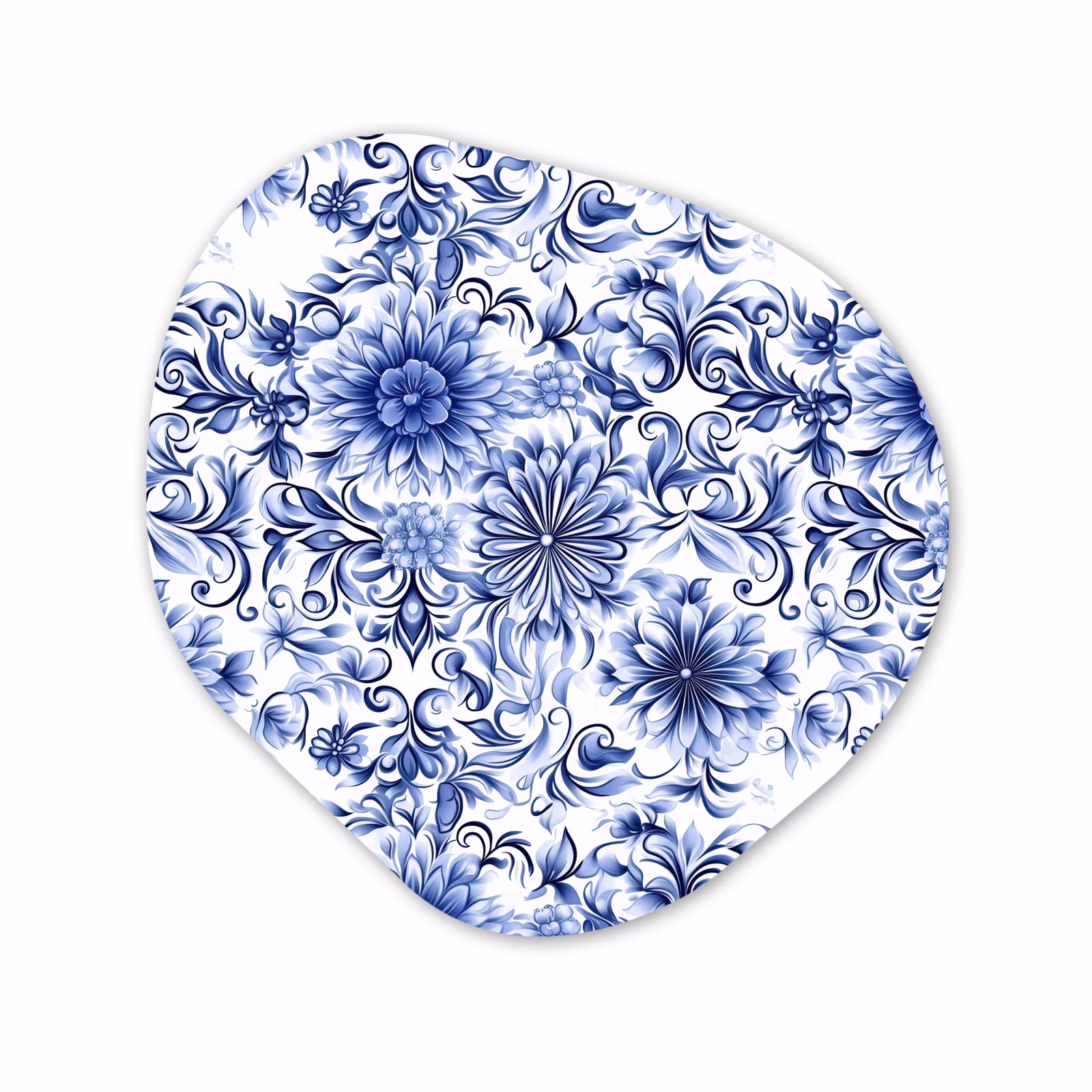 Organisch schilderij - Forex - Bloemen - Blauw - Patroon - Wit — 1