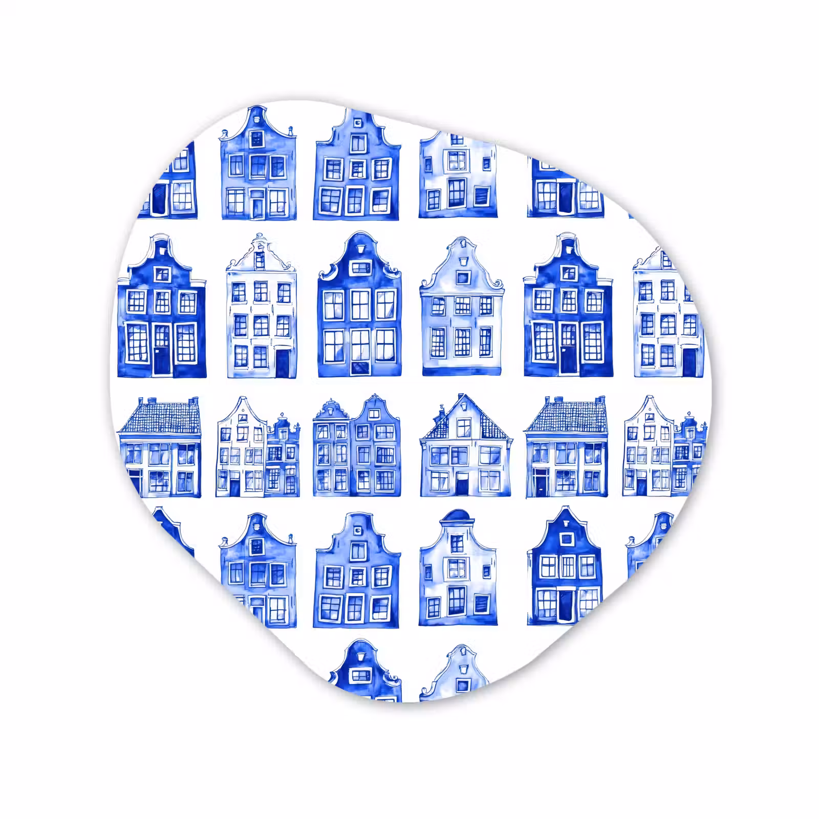 Organisch schilderij - Forex - Patroon - Huizen - Blauw — 1
