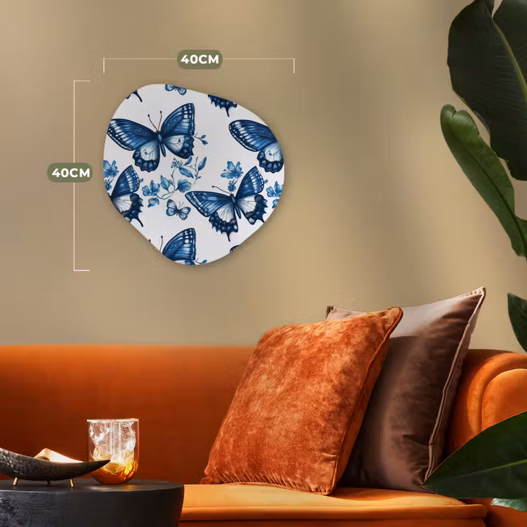 Organisch schilderij - Forex - Blauw - Vlinders - Bloemen - Wit — 4