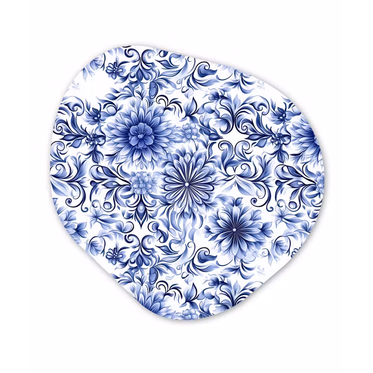 Organisch schilderij - Forex - Bloemen - Blauw - Patroon - Wit — 1