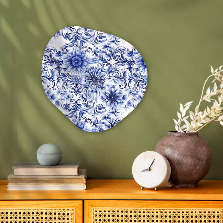 Organisch schilderij - Forex - Bloemen - Blauw - Patroon - Wit — 2