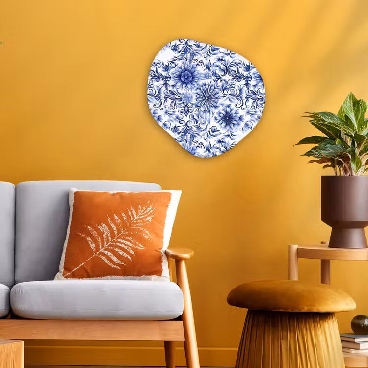 Organisch schilderij - Forex - Bloemen - Blauw - Patroon - Wit — 3