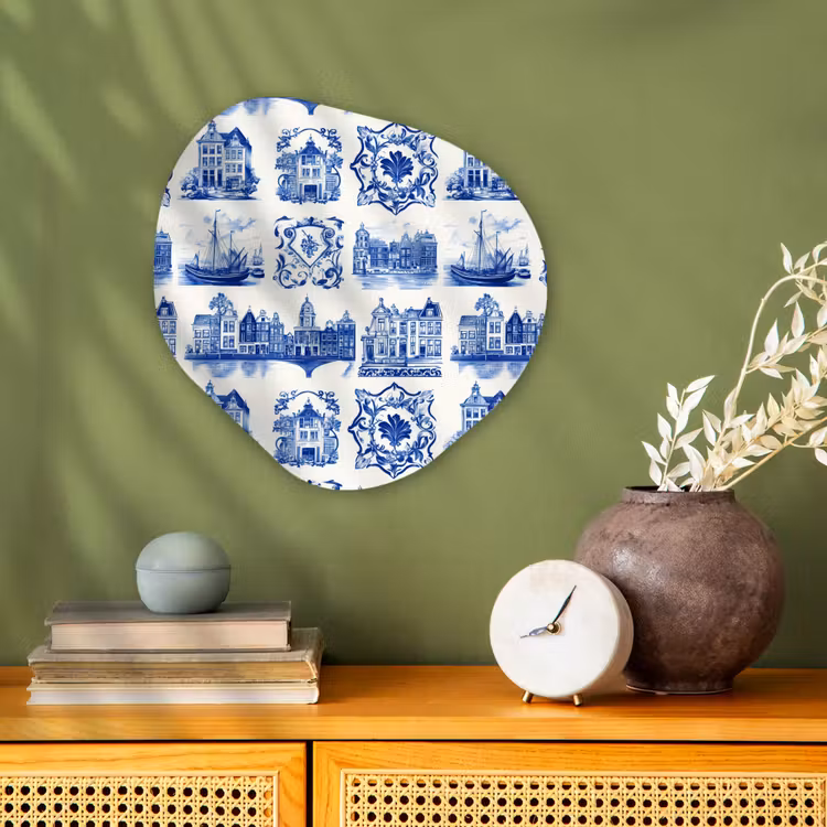 Organisch schilderij - Forex - Huizen - Schepen - Blauw — 2