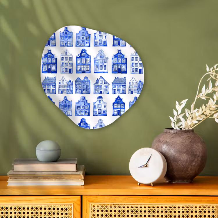 Organisch schilderij - Forex - Patroon - Huizen - Blauw — 2