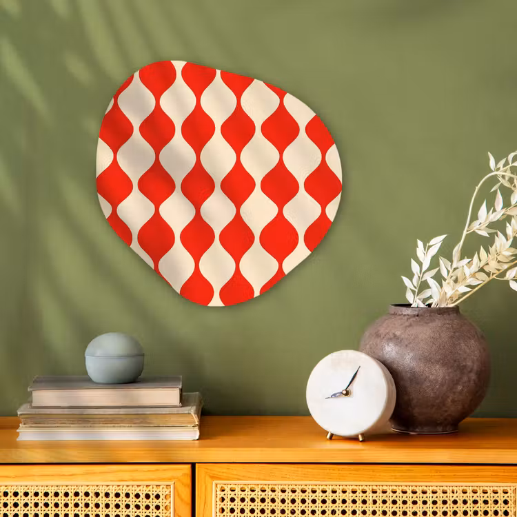Organisch schilderij - Forex - Golvend patroon - Retro - Rood - Beige — 2