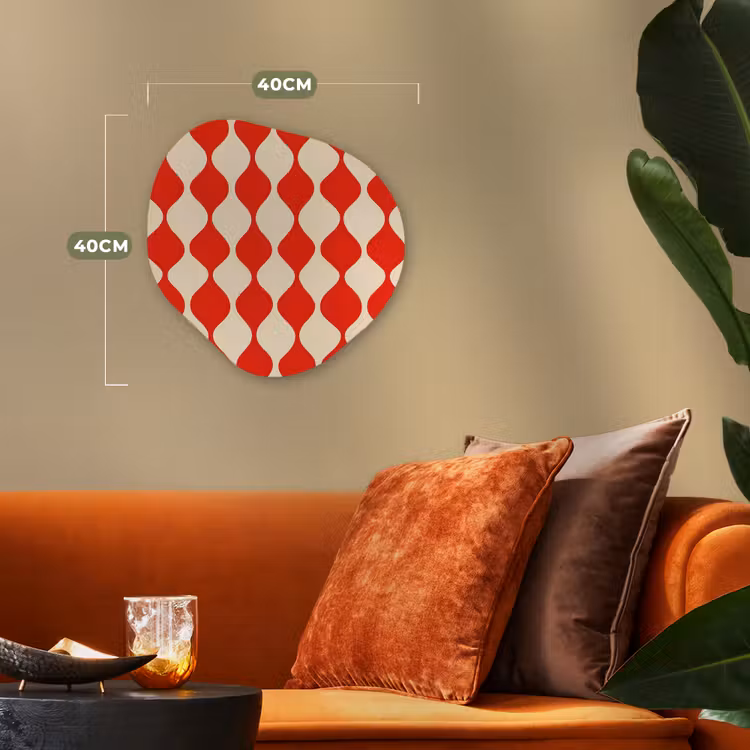 Organisch schilderij - Forex - Golvend patroon - Retro - Rood - Beige — 4