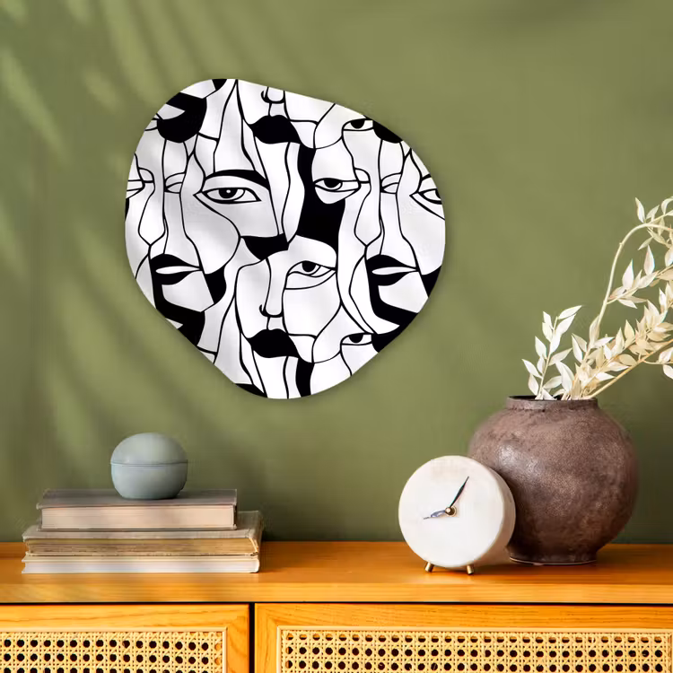 Organisch schilderij - Forex - Lijnen - Gezichten - Zwart - Wit — 2