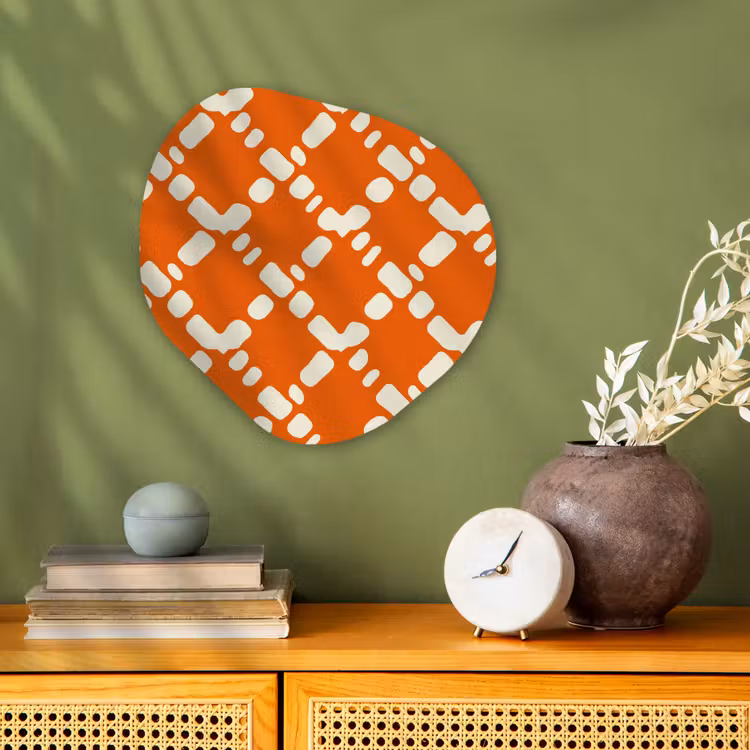 Organisch schilderij - Forex - Oranje - Ruitpatroon - Wit — 2
