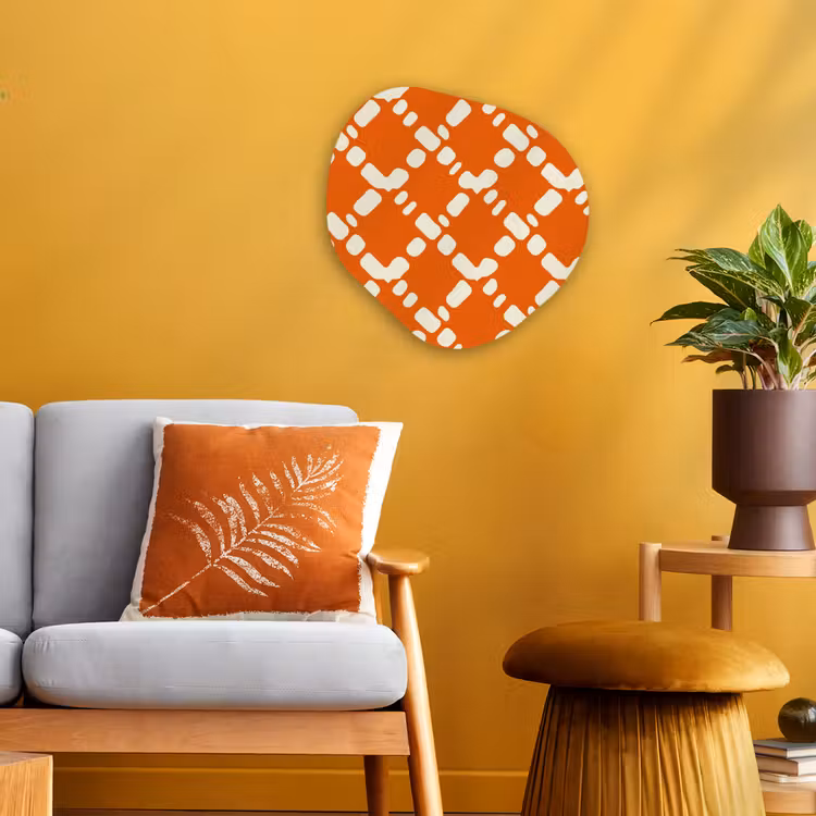 Organisch schilderij - Forex - Oranje - Ruitpatroon - Wit — 3