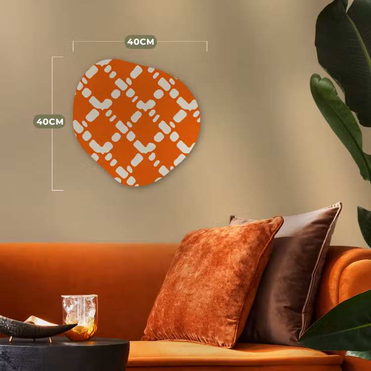 Organisch schilderij - Forex - Oranje - Ruitpatroon - Wit — 4