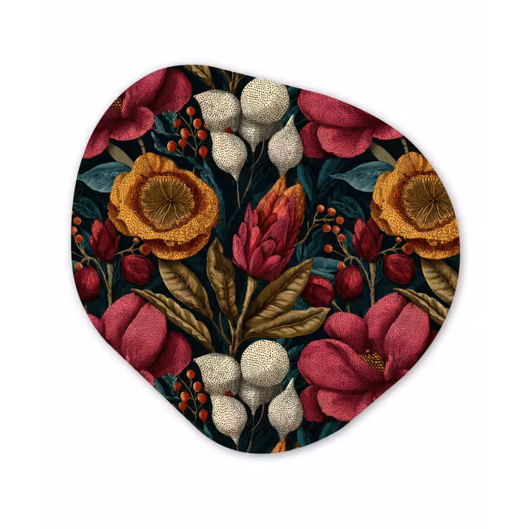 Organisch schilderij - Forex - Bloemen - Patroon - Rood - Goud — 1