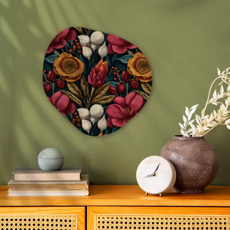 Organisch schilderij - Forex - Bloemen - Patroon - Rood - Goud — 2
