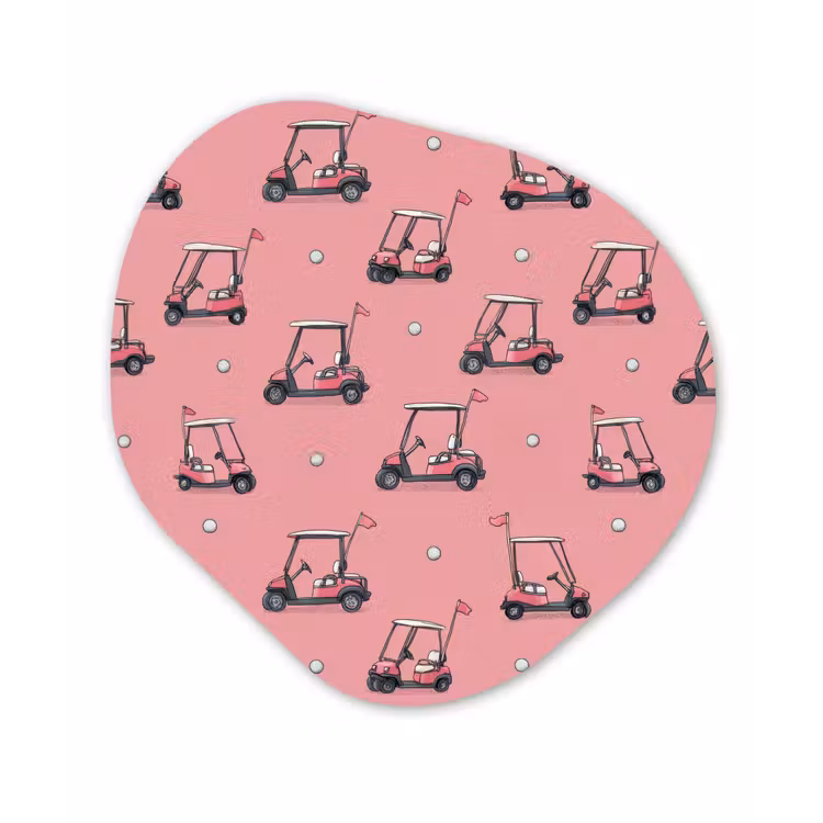 Organisch schilderij - Forex - Golfkar - Retro - Roze — 1
