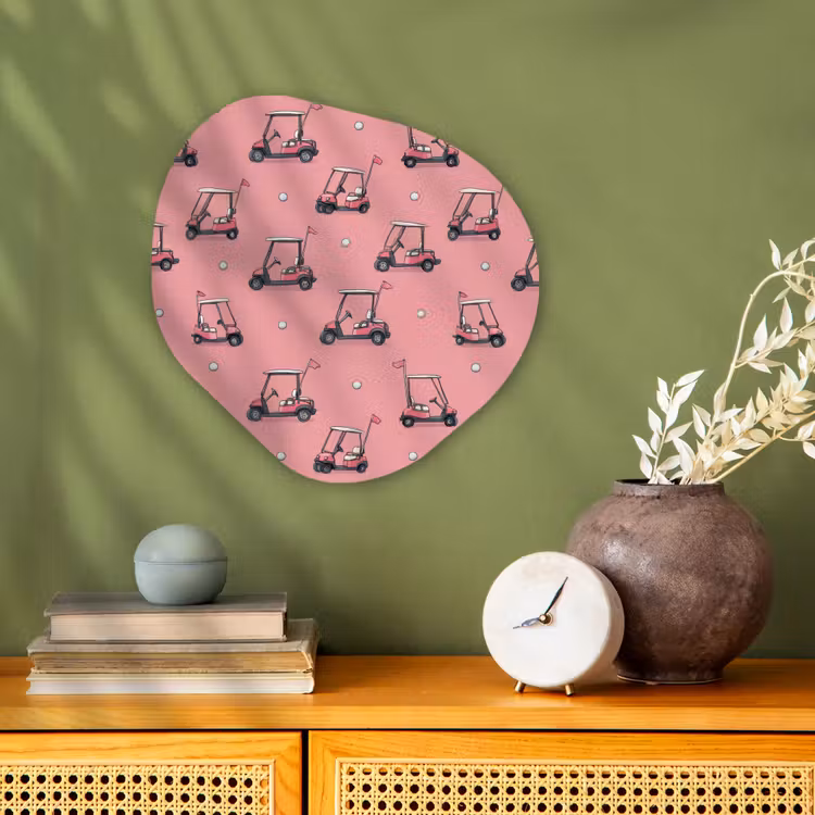 Organisch schilderij - Forex - Golfkar - Retro - Roze — 2