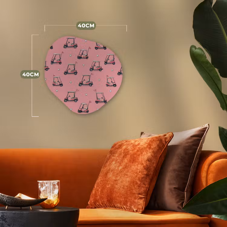 Organisch schilderij - Forex - Golfkar - Retro - Roze — 4