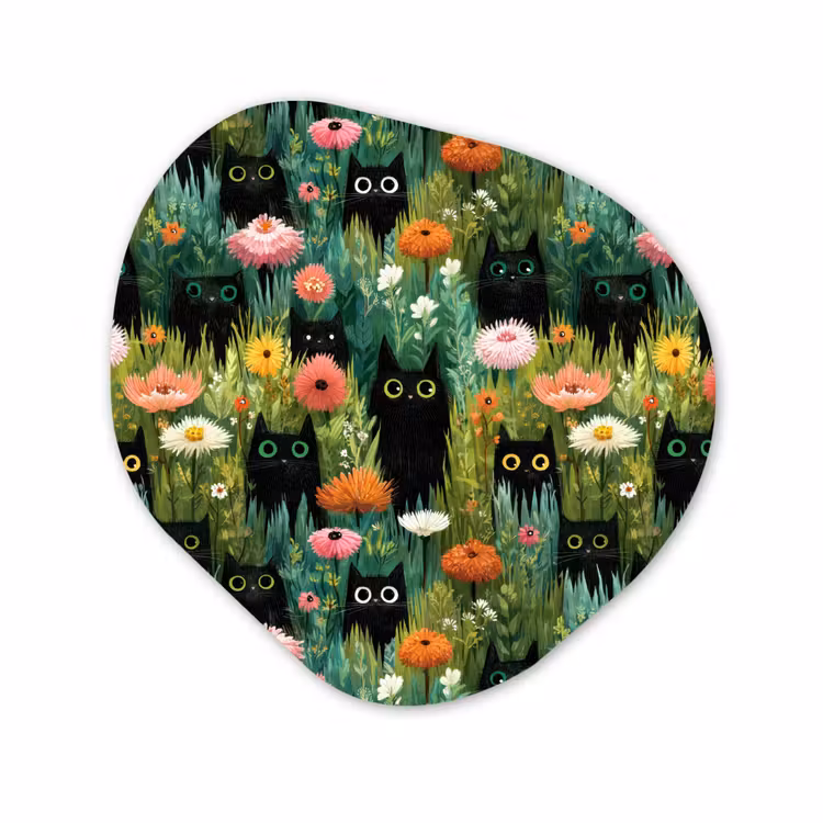 Organisch schilderij - Forex - Katten - Bloemen - Kleurrijk — 1