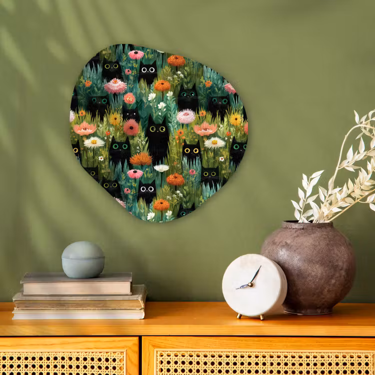 Organisch schilderij - Forex - Katten - Bloemen - Kleurrijk — 2