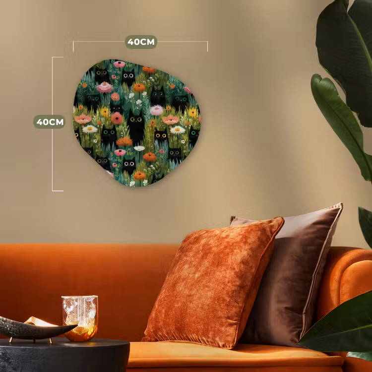 Organisch schilderij - Forex - Katten - Bloemen - Kleurrijk — 4