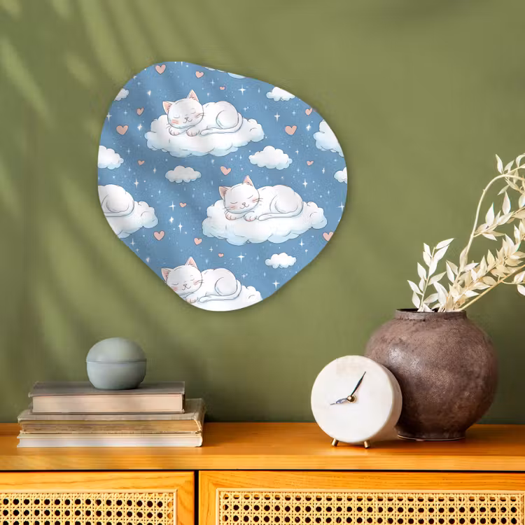 Organisch schilderij - Forex - Kitten - Wolken - Blauw — 2