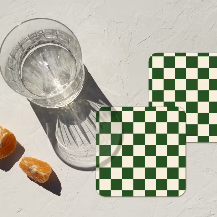 Onderzetter​ - Schaakbord - Patroon - Groen — 3
