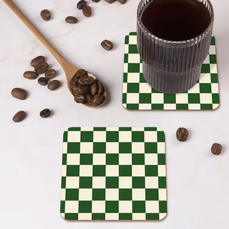 Onderzetter​ - Schaakbord - Patroon - Groen — 4