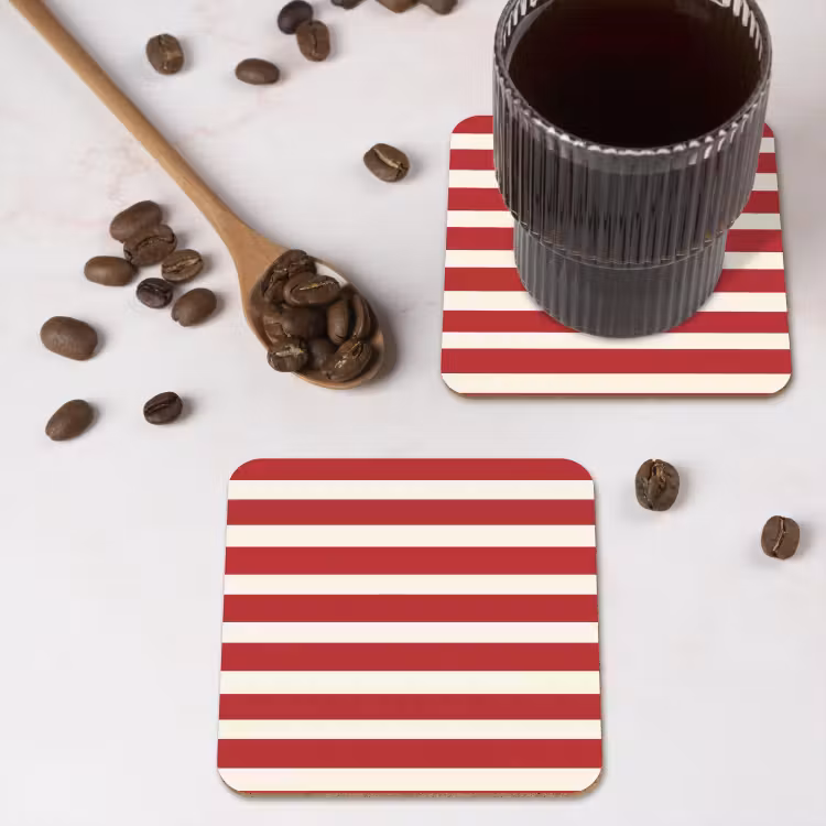 Onderzetter - Strepen - Patroon - Rood — 4