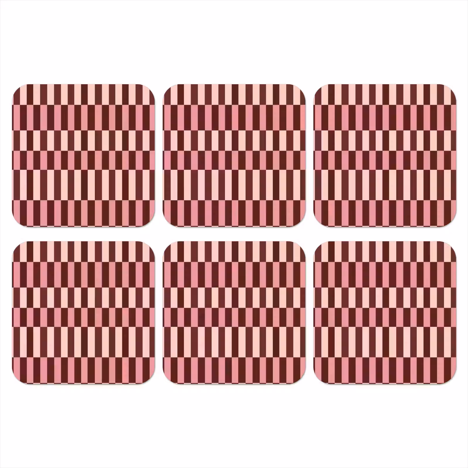 Onderzetter - Roze - Rood - Blokjes — 1