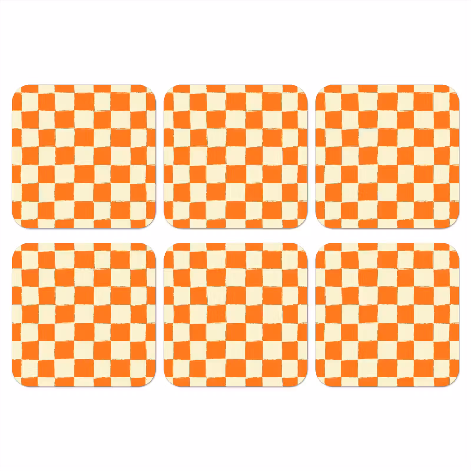 Onderzetter - Schaak - Patroon - Oranje — 1