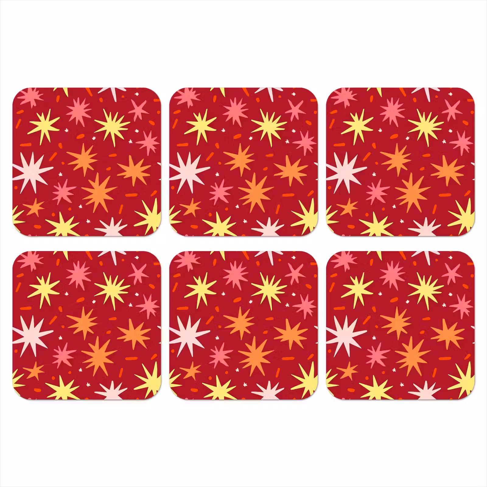 Onderzetter - Sterren - Speels - Rood — 1