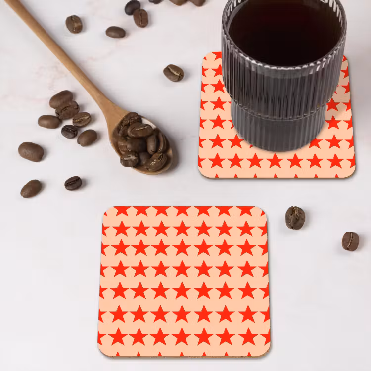 Onderzetter - Patroon - Sterren - Rood — 4