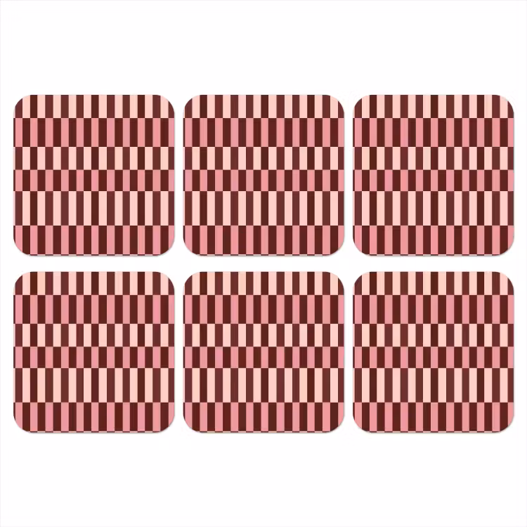 Onderzetter - Roze - Rood - Blokjes — 1