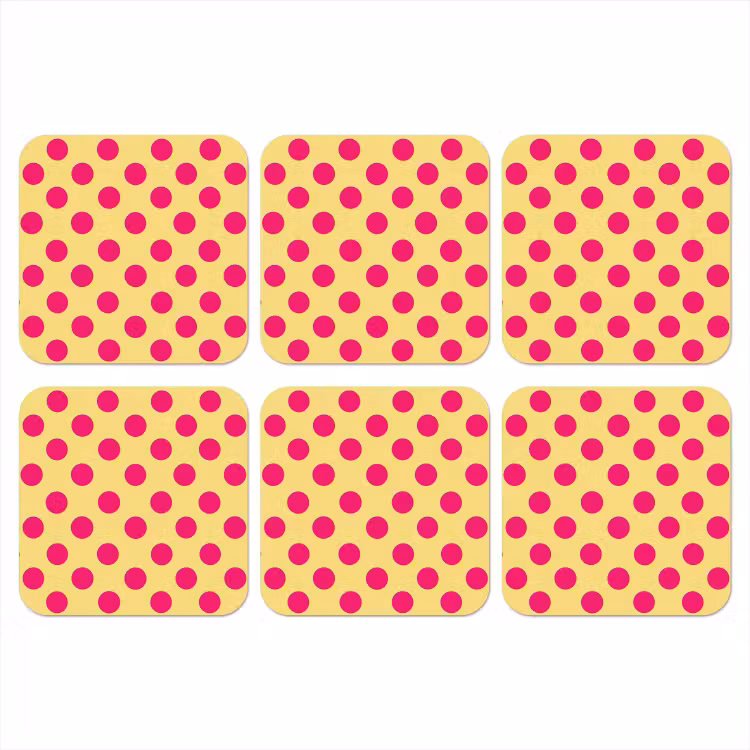 Onderzetter - Roze - Stippen - Geel — 1