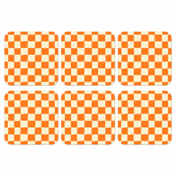 Onderzetter - Schaak - Patroon - Oranje — 1