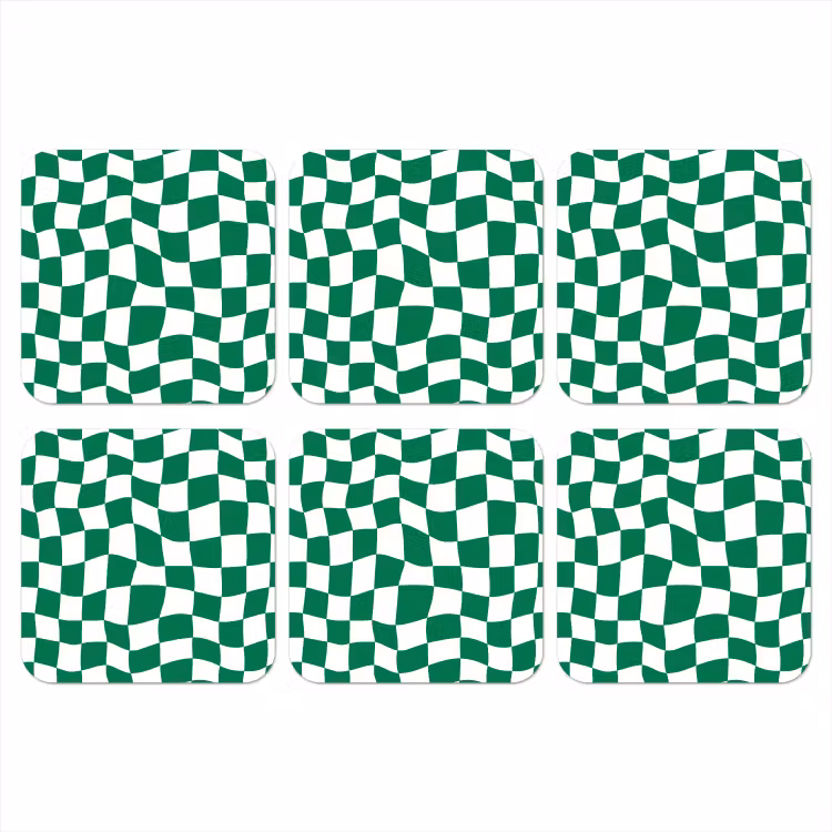 Onderzetter​ - Schaakbord - Golvend - Groen — 1