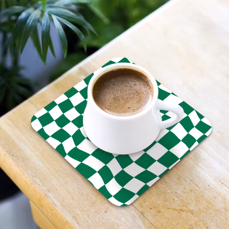 Onderzetter​ - Schaakbord - Golvend - Groen — 2