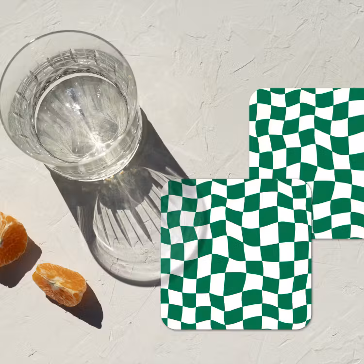 Onderzetter​ - Schaakbord - Golvend - Groen — 3