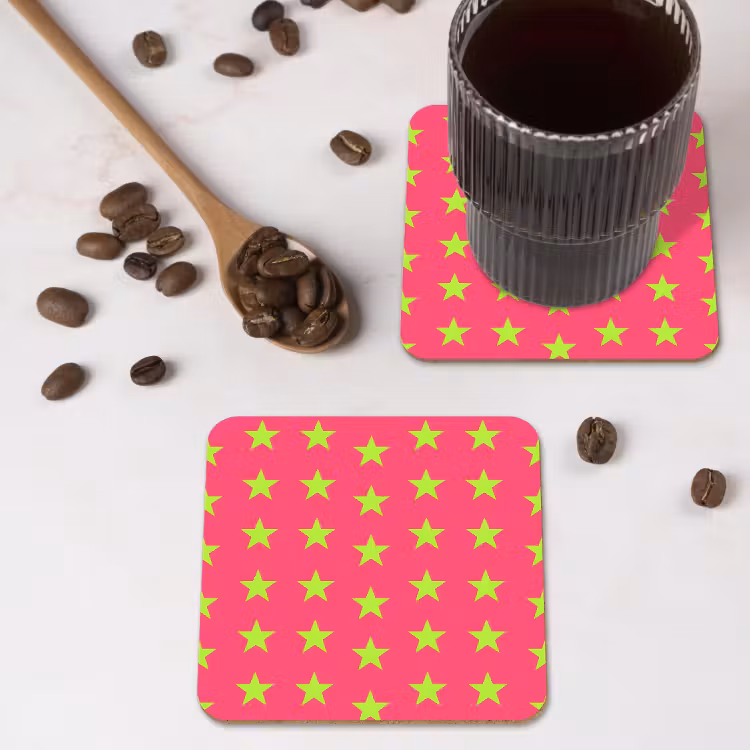 Onderzetter - Sterren - Patroon - Roze — 4