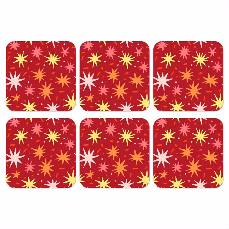 Onderzetter - Sterren - Speels - Rood — 1