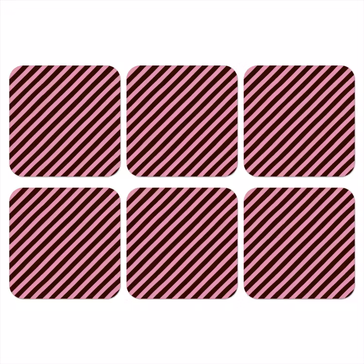Onderzetter - Strepen - Roze - Bruin — 1