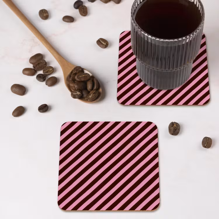 Onderzetter - Strepen - Roze - Bruin — 4