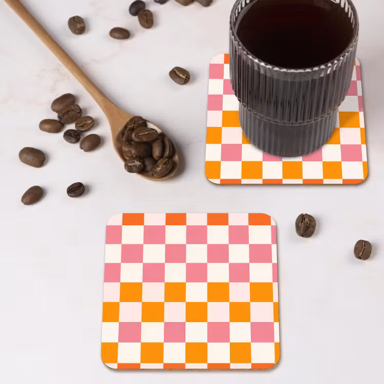 Onderzetter​ - Vierkant - Patroon - Oranje — 4