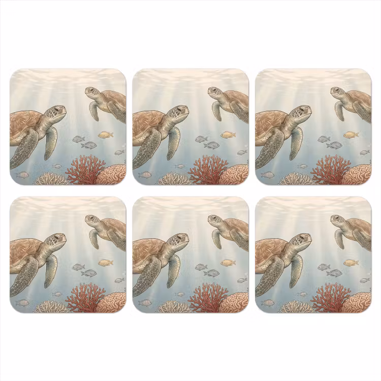 Onderzetter - Schildpad - Onderwater - Natuur - Illustratie — 1